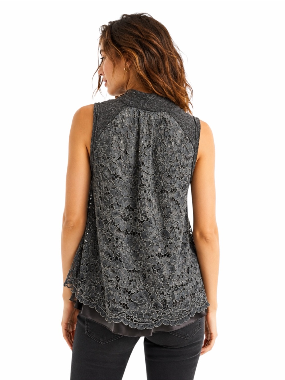 Anthropologie | Moth – Ella Turtleneck Tank – Lace Back Sleeveless Top – Size S